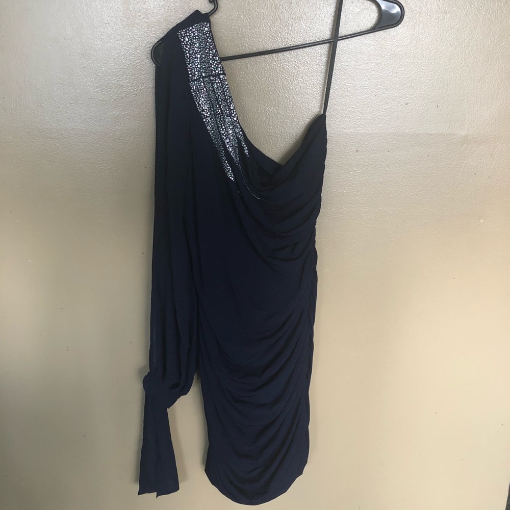 Half sleeve navy formal bodycon dress